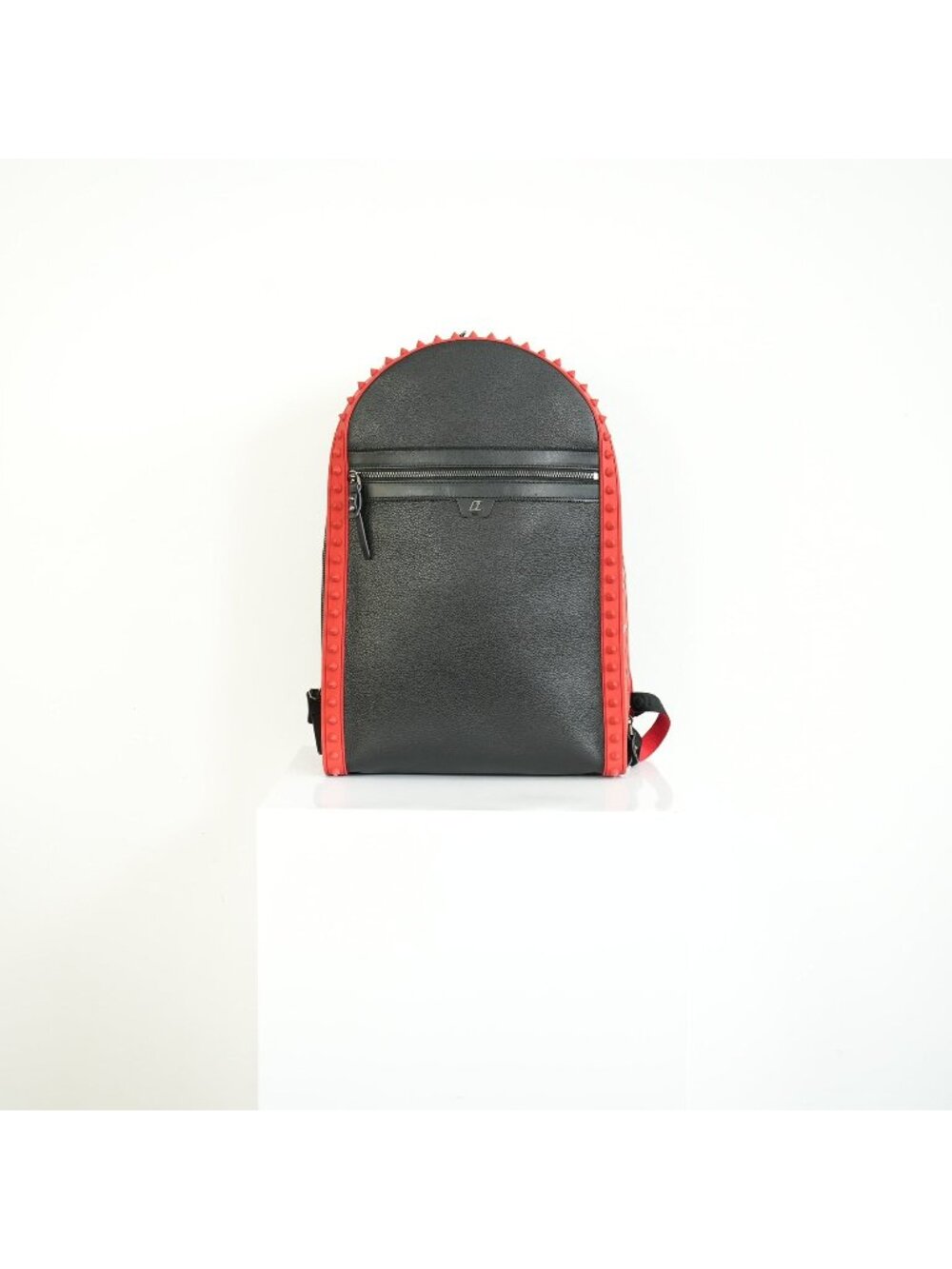 Christian Louboutin Black Leather Backpack Red Spiked Trim